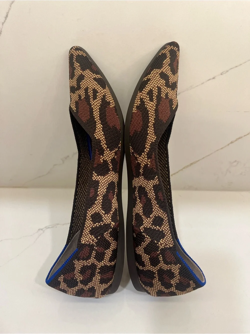 Rothy’s Pointed-Toe Knit Flats – Leopard Floral Print – Size 8